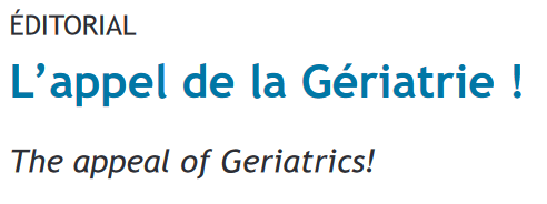 Appel de la geriatrie